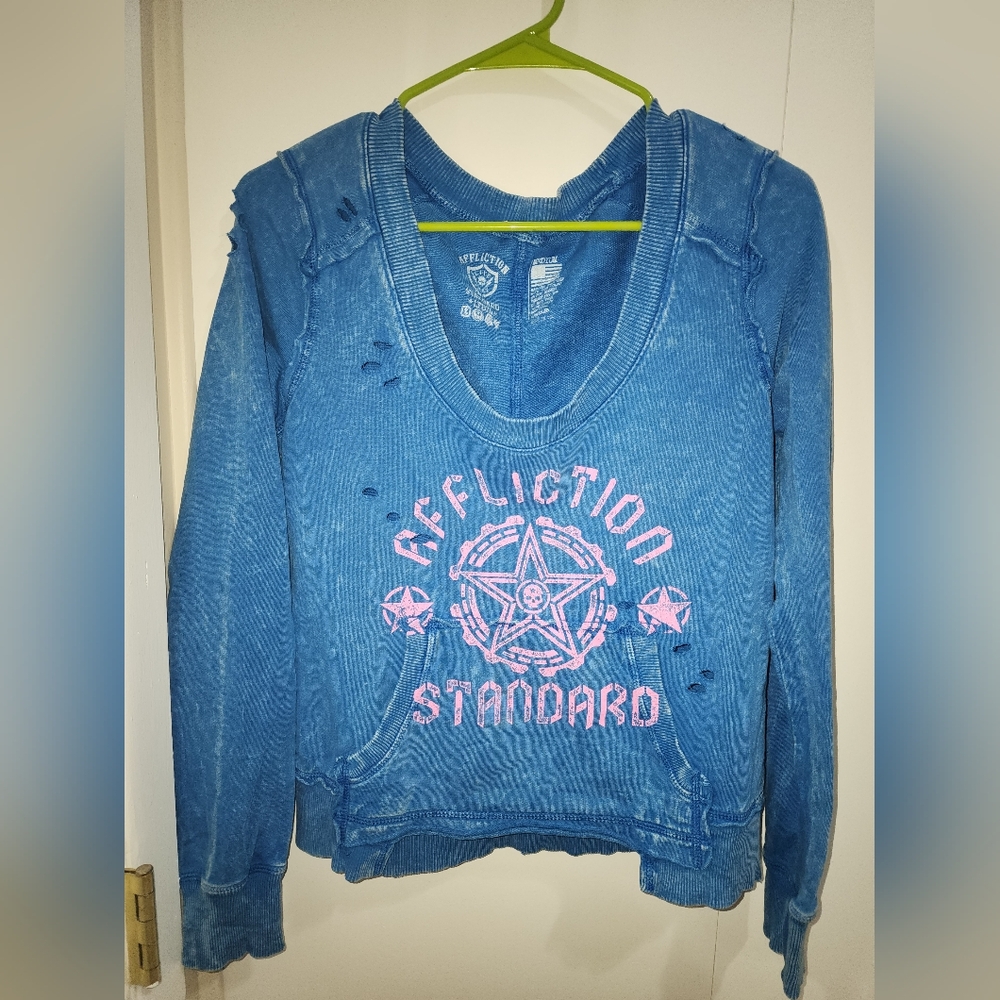 Affliction pull over sweater